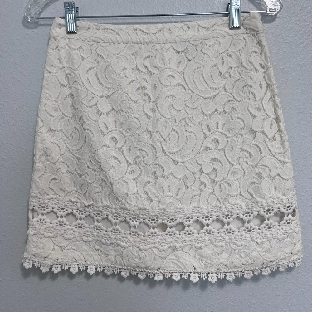 Topshop Cream Lace Skirt - Picture 1 of 6